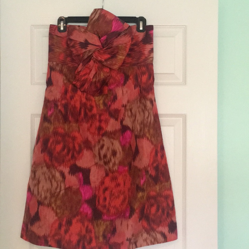 JCrew strapless knot dress warp floral print sz 8